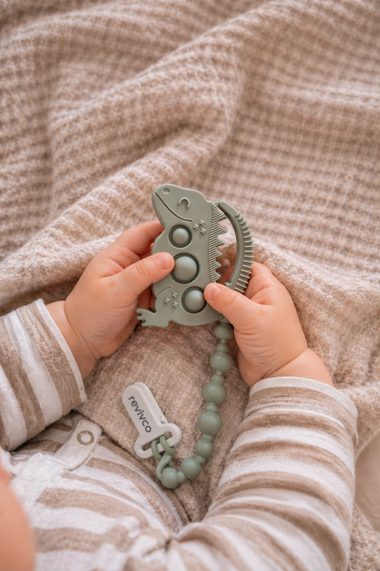 POP Tuatara teether — New Zealand exclusive premium silicone teether with textured detail