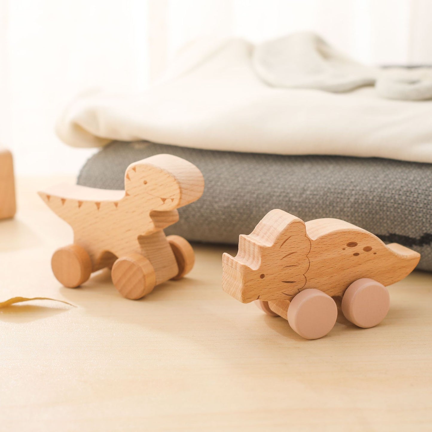 Wooden Dinosaur Pull-Along Trolley