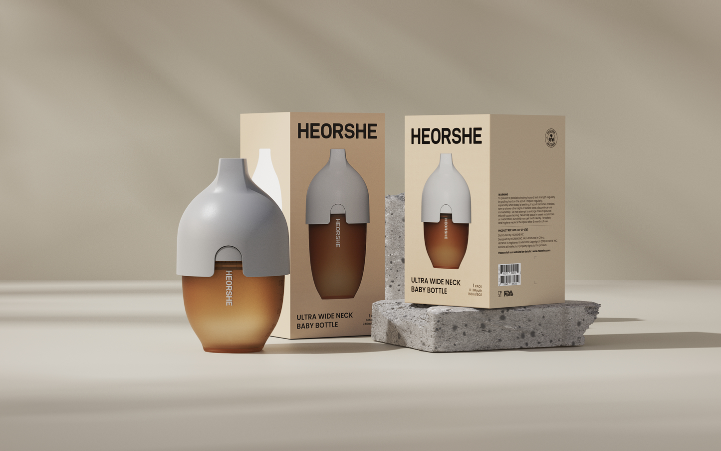 HEORSHE Ultra-Wide Neck Bottle – Soft Silicone Feeding Bottle