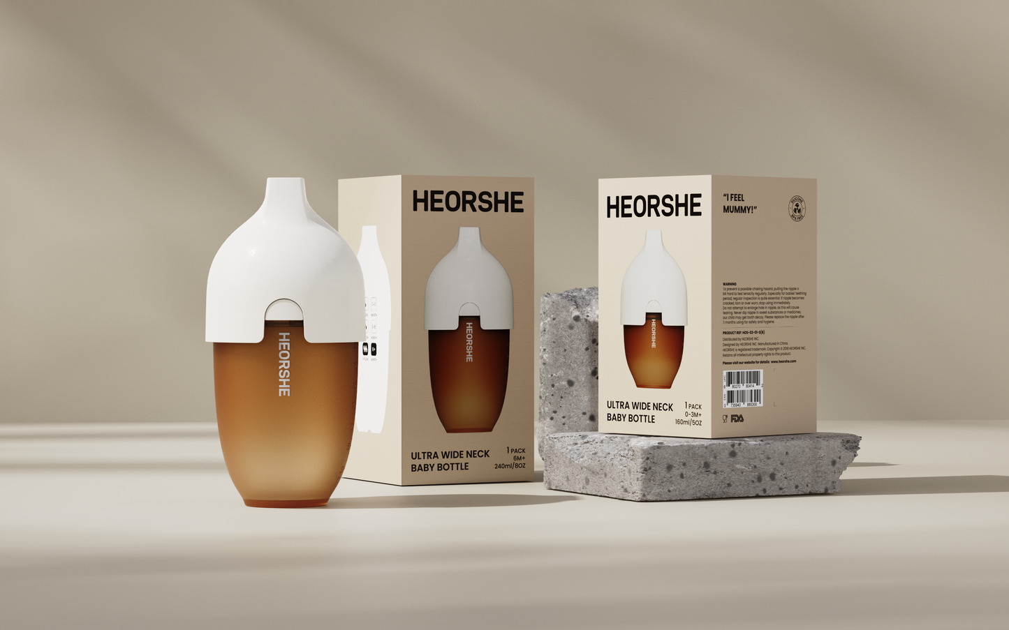 HEORSHE Ultra-Wide Neck Bottle – Soft Silicone Feeding Bottle
