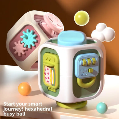 Baby Educational Hexahedron Busy Ball – Multi-Skill Activity Cube