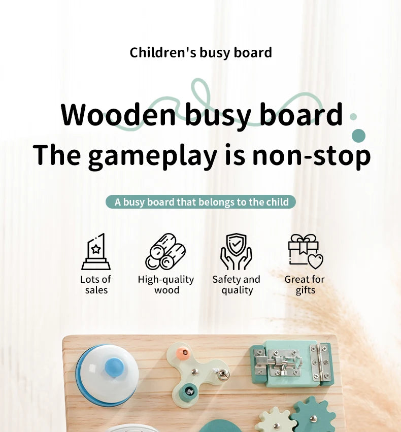 Montessori Toy Wooden Busy Board