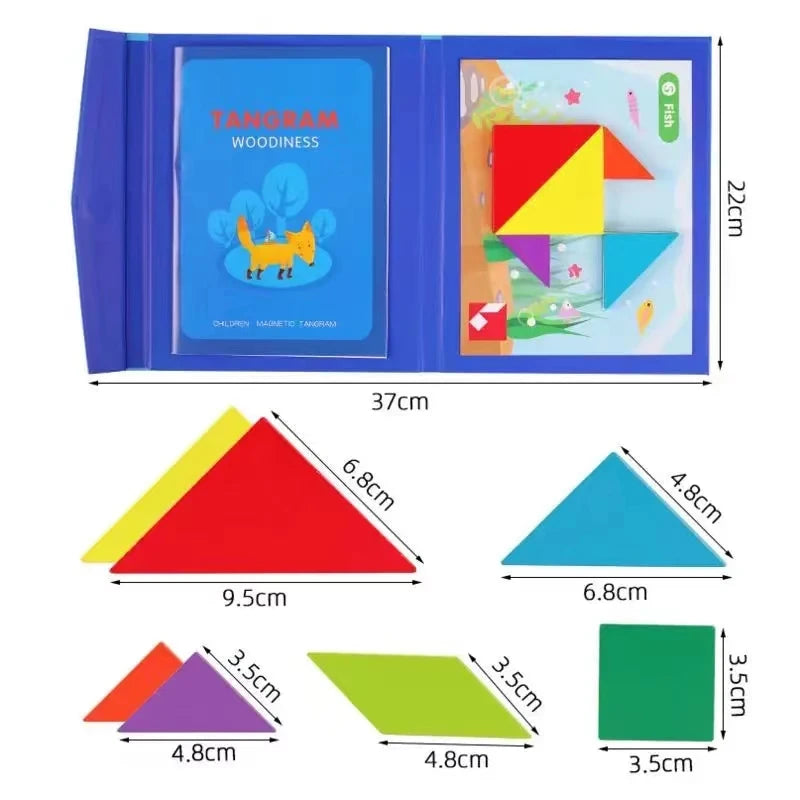 1-Set Wooden Magnetic Tangram Puzzle Book