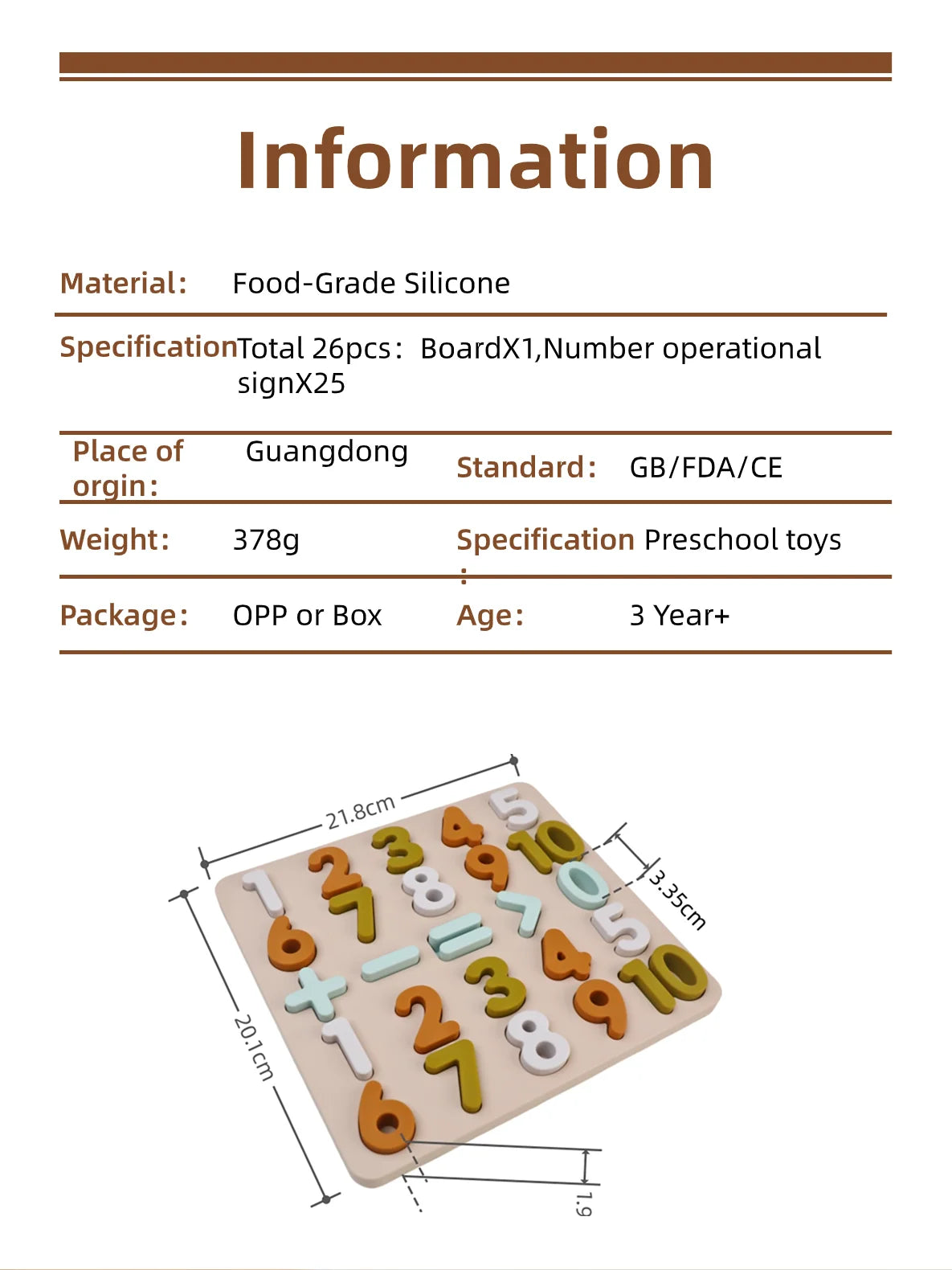 Silicone Montessori Letters & Numbers Puzzle Board