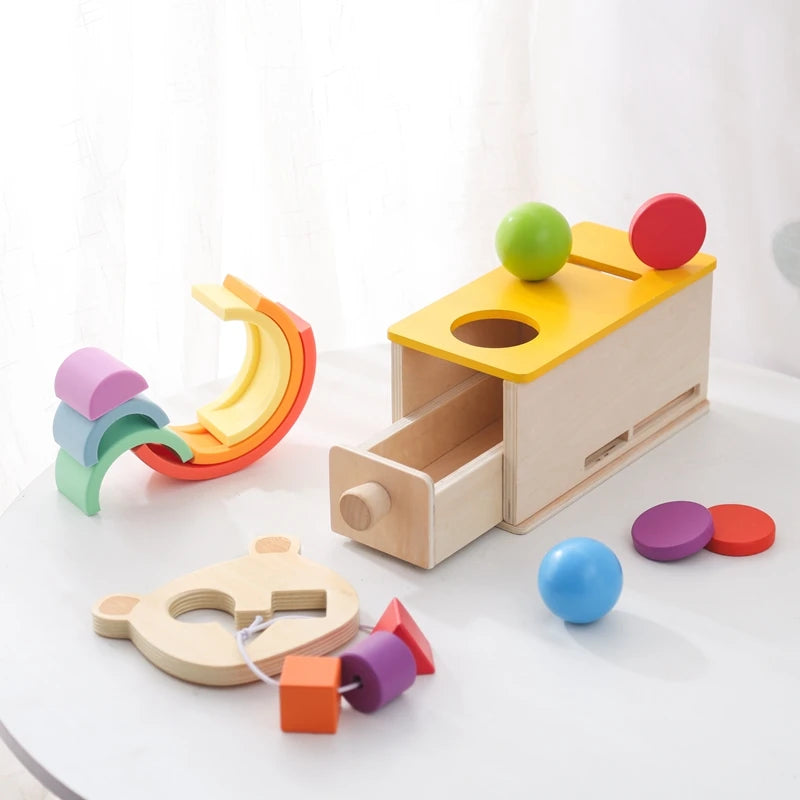 Montessori Wooden Coin Drawer Box
