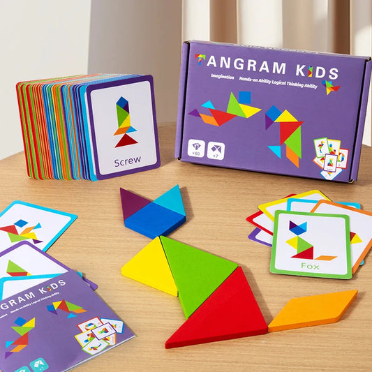 3D Wooden Tangram Jigsaw Puzzle Board Game