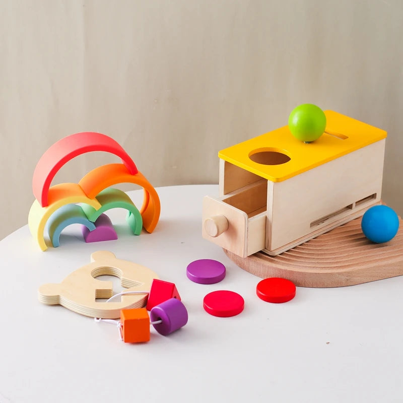 Montessori Wooden Coin Drawer Box