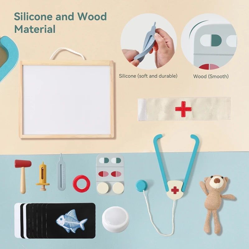 Wooden Kids Doctor Play Set