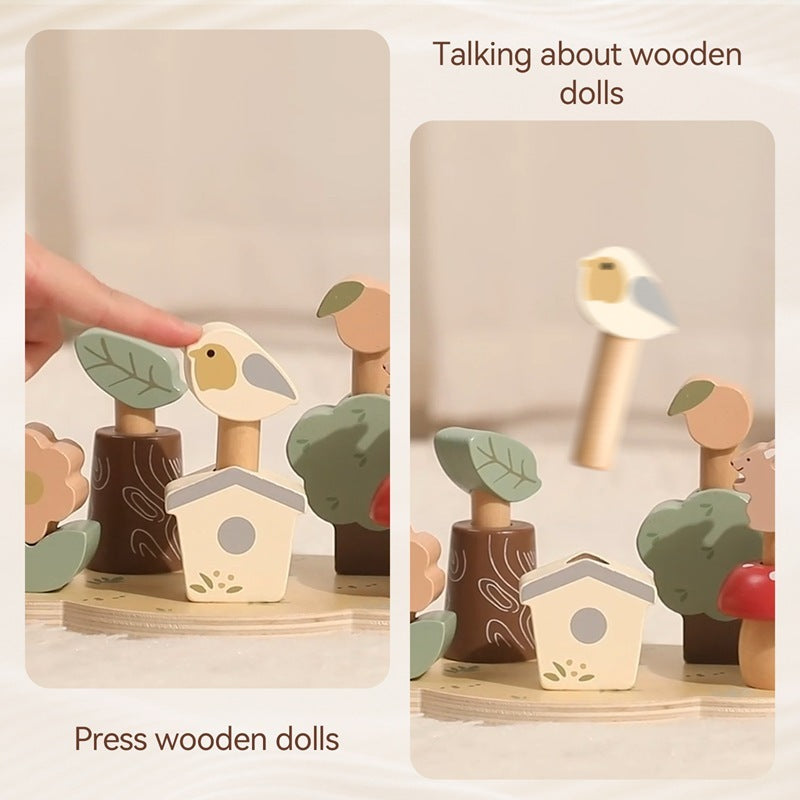 Wooden Forest Animal Bounce Baby Educational Matching Toy